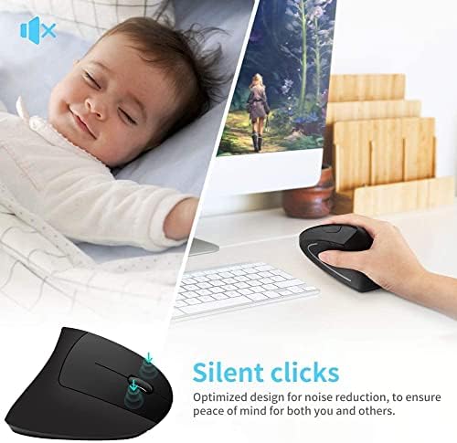 Ergonomic Mouse, High Precision Vertical Wireless Mouse, Rechargeable 2.4GHz Optical Vertical Mice, 3 Adjustable DPI 800/1200/1600 DPI, for Laptop, PC, Computer etc, Specially for Right-handers - Image 4