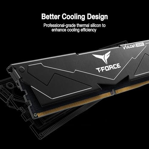 TEAMGROUP T-Force Vulcan DDR5 32GB (2x16GB) 6400MHz (PC5-51200) CL32 Desktop Memory Module Ram for 600 700 Series Chipset XMP 3.0 Black FLBD532G6400HC32ADC01 - Image 4