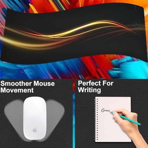 Desk Mat with Wireless Charging, Black Mouse Pad with Wireless Charger, Desk Pad Matt for Desktop, Mousepad Gaming Large Mouse Pad, Leather Compute for Keyboard and Mouse, 32" x 16" - Image 4