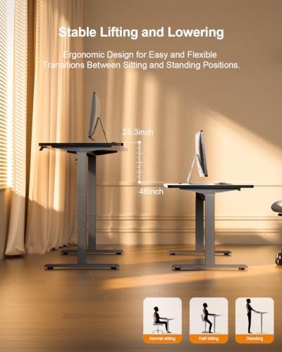 HLDIRECT 63" Electric Standing Desk with Power Outlets, Black - Image 4