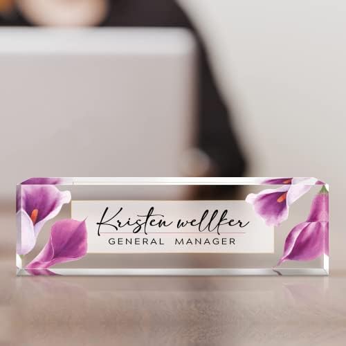 Desk Name Plate Personalized,Premium Clear Acrylic Desk Name Plate,Personalized Name Plate for Desk, Office Decor for Women or Men Coworkers, Boss, Employee, Teacher, Social Worker (Style-Purple)… - Image 2