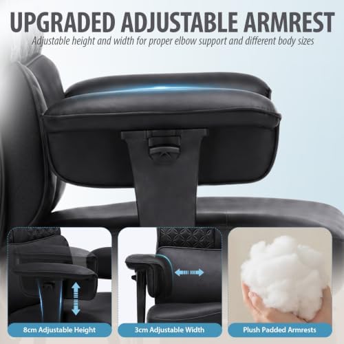 GTPLAYER Big and Tall Office Chair 400lbs Heavy Duty Wide Ergonomic Gaming Chair with Footrest, High Back Computer Chairs with Adjustable Armrests, Executive Desk Chairs with Lumbar Support, Black - Image 5