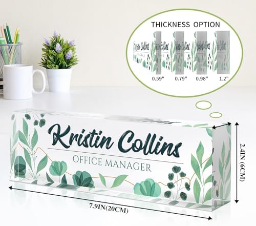 Custom Name Plate for Desk, Personalized Desk Name Plate on Clear Acrylic Glass, Appreciation Gifts for Teacher Employee Boss Coworkers Nurse, Office Desk Accessories for Women Men (Olive) - Image 6