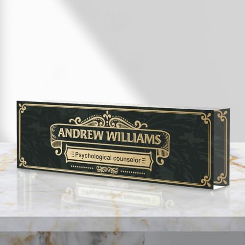Personalized Acrylic Office Desk Name Plate with Name And Title Printing by nyareka
