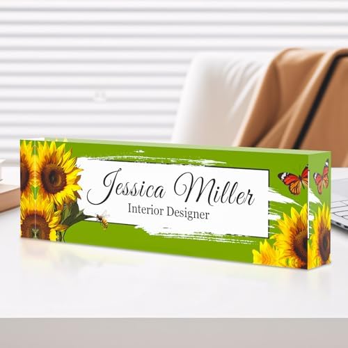 Personalized Acrylic Office Desk Name Plate with Name and Title Printing by nyareka