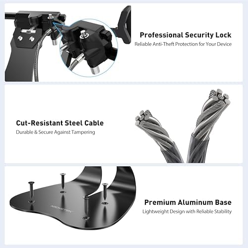 AboveTEK Anti-Theft iPad Kiosk Stand, 360° Swivel POS Tablet Mount with Security Cable & Key, Fits 7–13-inch iPad & Samsung Galaxy Tab, Perfect for Retail & Business - Image 5