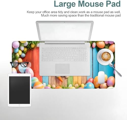 Easter Rabbit Gaming Mouse Pad 31.5"x11.8" Large Extended Pad Desk Mat Anti-Slip Rubber Base & Durable Stitched Edges for Gamers Smooth Mouse Pad Writing Surface for Desk Office/Home - Image 7