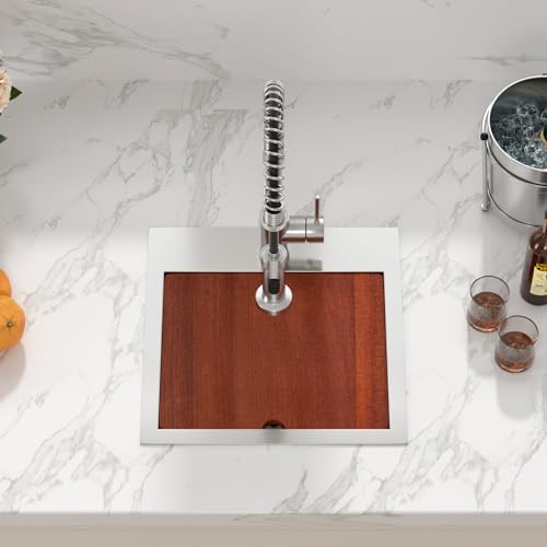 Sarlai 15 Bar Sink Drop In -15x15 Inch Kitchen Bar Sink Stainless Steel 16 Gauge Ledge Workstation Single Bowl Topmount Kitchen RV Wet Bar Outdoor Camper Small Drop Sink - Image 3