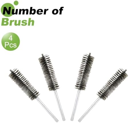 HARFINGTON 4pcs Wire Bore Brush Set 8 Inch Length 1.2 Inch Shank Stainless Steel Bristles Cleaning Brush for Clean Car Part Tube Kitchen Garage - Image 3