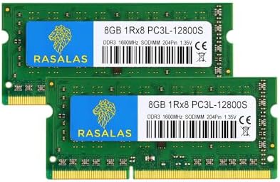 Rasalas 16GB Kit (2X8GB) 1Rx8 PC3L-12800S DDR3L 1600MHz SODIMM DDR3 RAM 1.35V CL11 204-Pin PC3-12800 Portable Memory 8GB … by Rasalas