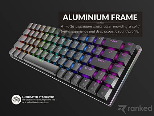 Ranked G65 Guardian 65% | Full Aluminum Frame | Ultra Slim Hot Swappable Mechanical Gaming Keyboard | 68 Keys Multi Color RGB LED Backlit for PC/Mac Gamer (Black, Gateron Low Profile Brown) - Image 5