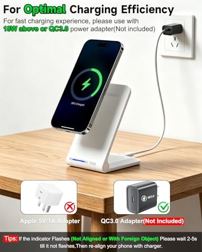 Wireless Charger Stand, Foldable, 15W Fast Wireless Charging Station Compatible with iPhone 17 16 15 14 13 12 Pro Max, Phone Charger Dock for Samsung Galaxy S26 S26+ S25 S24 S23 S22 Note 20 & Android - Image 4