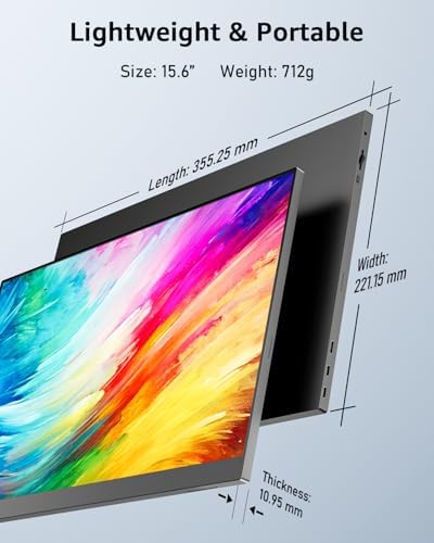 Yodoit Portable Monitor for Laptop, 15.6" 1920×1080 FHD IPS Travel Screen Display with Built-in Adjustable Stand Dual Speakers for MacBook PC Xbox (Black) - Image 2