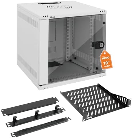 Tecmojo 6U 10 inch Rack, Wall Mount Network Cabinet Set,12.3W x 13D x 11.8H- Load Capacity 110Lbs(50 kg),White 10" Wall Housing Server Rack Set by Tecmojo