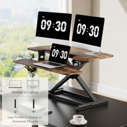 FLEXISPOT 36" Electric Standing Desk Converter, Rustic Color - Image 7