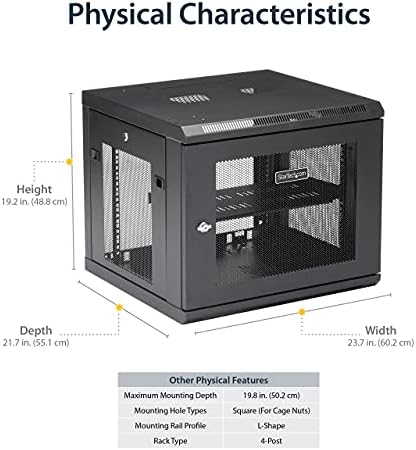 StarTech 9U Wall-Mount Cabinet, 19in, 4-Post, 18.9in Deep (RK920WALM) - Image 4