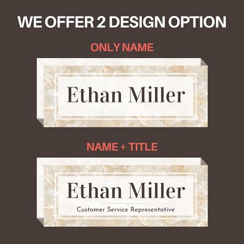 Customized Clear Acrylic Thick 8x3" Desk Name Plate Block with Personalized Logo - Professional Office Decor - Customized Acrylic Plate Gift for Teacher Co-workers (Mother of Pearl) - Image 3
