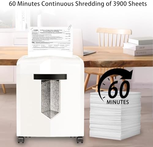 Bonsaii Micro Cut Shredder, Portable with a Convenient Handle, shredding up to 12 Sheets, P-4 Security Level, 60 Min Continuous, CD/Credit Card, Jam-Proof, 4.2 Gal Bin, White/Gray - Image 4