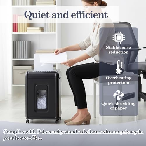 18‑Sheet Micro‑Cut Paper Shredder for Home Office – P‑4 Security, 30‑Min Continuous Run, 7‑Gallon Bin, Portable on 360° Casters, Anti‑Jam, Quiet Micro‑Cut Document Shredder - Image 6