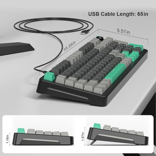 AK96 Red Switch Mechanical Keyboard 96 Keys, Black - Image 6