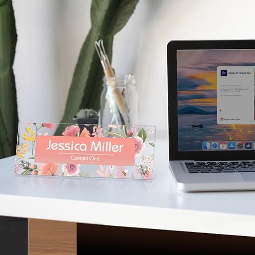 Personalized Acrylic Office Desk Name Plate with Standoff Barrels - Image 2