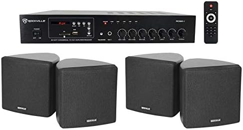 Rockville RCS80-1 70V Commercial Audio Bundle with 2 Pair Cube Speakers by Rockville