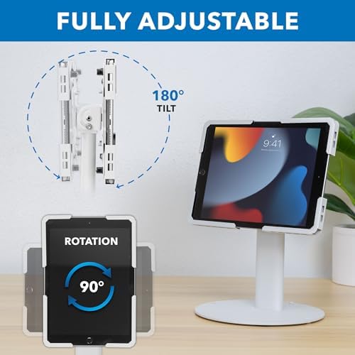 Mount-It! Universal Tablet Countertop Stand, Secure Kiosk Mount, White - Image 4