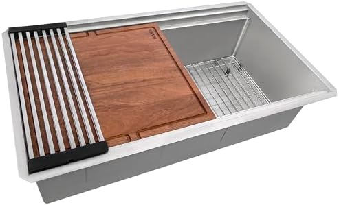 Ruvati 33-in Stainless Two-Tier Workstation Kitchen Sink - RVH6222ST - Image 4