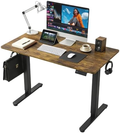 32 Inch Height Adjustable Standing Desk for Home, Dark Walnut by Unknown