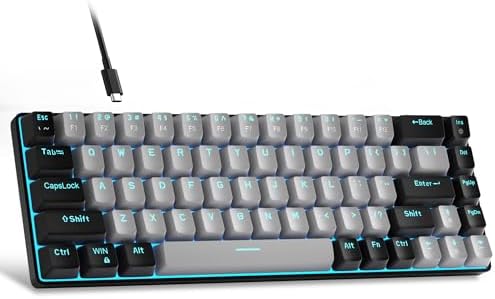 MageGee Portable 60% Mechanical Gaming Keyboard, MK-Box LED Backlit Compact 68 Keys Mini Wired Office Keyboard with Blue Switch for Windows Laptop PC Mac - Grey/Black by MageGee