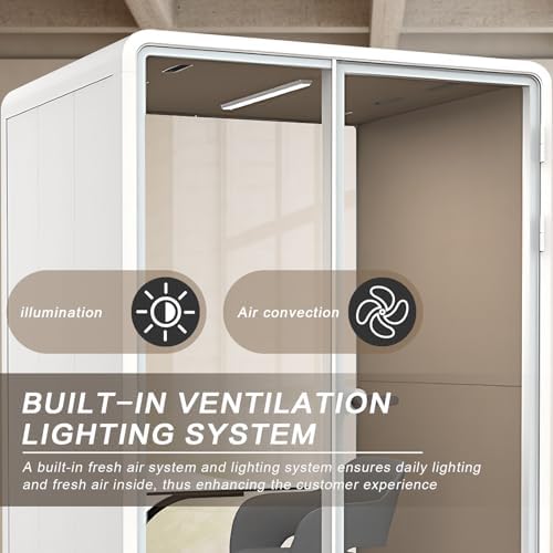 Office Sound Booth with Audio Privacy - Portable Soundproof Pod with Wheels,Soundproof Pod with Light,Ventilation,Socket for Working,Reading,Communicating - Image 5