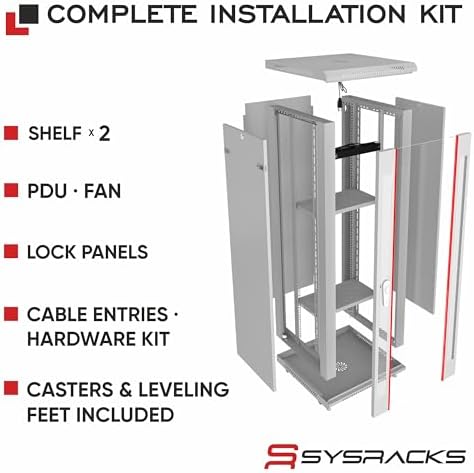 27U Wall Mount Server Rack Cabinet – 19" Network Rack Enclosure, 24" Deep Data Rack Cabinet with Fan, PDU & 2 Shelves for IT Equipment, Switches and Patch Panel - Image 4