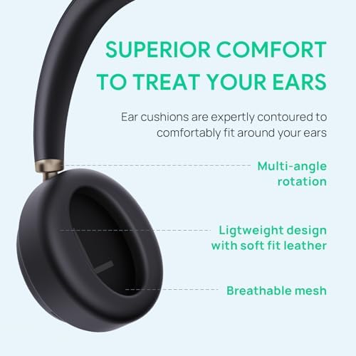 Yealink BH76 Plus UC Wireless Headset for Work, Bluetooth Headsets with Microphone Active Noise Cancelling, Retractable Mic Arm, ANC Business Headsets for Teams Zoom Meeting Call, Switchable Earpads - Image 5