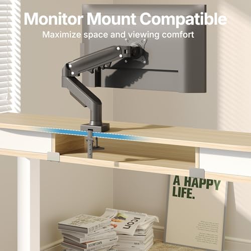 HUANUO 40" X 24" Electric Standing Desk with 2 Drawers, C-Clamp Mount Compatible, Height Adjustable Computer Desk, Home Office Stand Up Desk with 4 Preset Heights & 2 Hooks, Light Walnut - Image 4