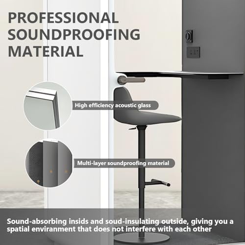 Office Sound Booth with Audio Privacy - Portable Soundproof Booth Includes White Frame with Curved Corners,Soundproof Room with Light,Fans, Magnetic Door Lock&Table for Study (42.52IN) - Image 4
