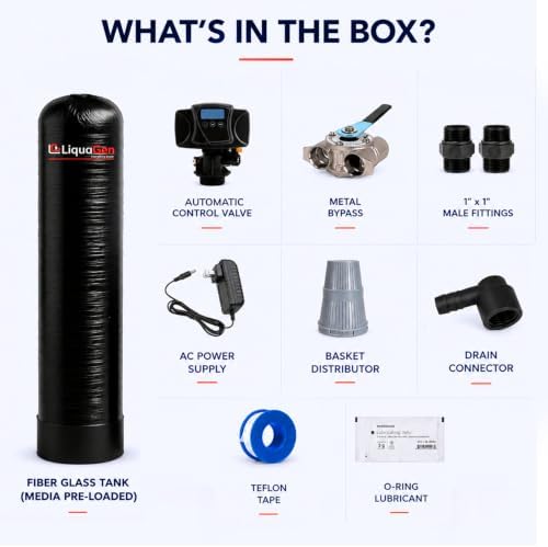 LiquaGen Whole House Water Filter System for City Water – Catalytic Carbon & KDF 55 Media – Reduces Chlorine, Chloramine & Taste– POE with Metal Bypass Valve (13" x 54") - Image 3