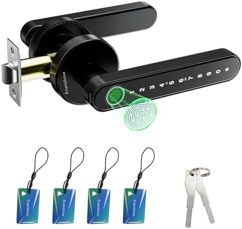 Fingerprint Door Lock Biometric Door Knob with Keypad Keyless Entry, Door Locks for Bedrooms, Home Hotel Office Apartment Black by Unknown