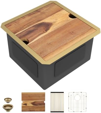 17"x17" Gold Bar Prep Sink Undermount Workstation by FULORNI