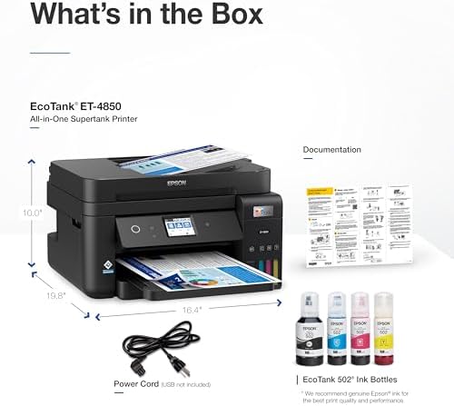 Epson EcoTank ET-4850 Wireless Color All-in-One Supertank Printer - White - Image 6