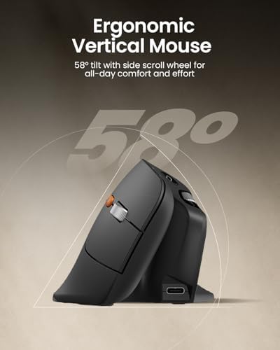 ProtoArc EM11 Pro Ergonomic Mouse for Large Hands, Side Scroll, Black - Image 6
