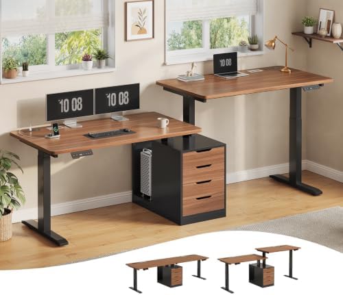 SEDETA Standing Two Person Desk with 4 Drawers, 2 Power Outlets, CPU Stand by SEDETA