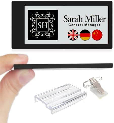 [Santek] EZ Sign NFC E-Paper Display – No Battery, Ultra-Thin 0.13”, Rewritable 4-Color Digital Display, App-Controlled (iOS/Android/PC), IP65 (Black, 2.9 inch) by Santek