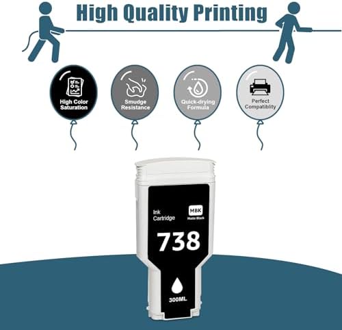 300-ml 738 Black Ink Cartridge Compatible for DesignJet T850 T950 Printer - Image 2
