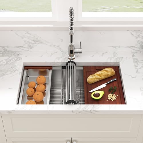 Sarlai 28 Undermount Sink Black Stainless 28"x18" Kitchen Sink Workstation - Image 2