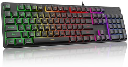 Redragon K521 Upgrade Rainbow LED Gaming Keyboard, 104 Keys Wired Mechanical Feeling Keyboard with Multimedia Keys, One-Touch Backlit, Anti-Ghosting, Compatible with PC, Mac, PS4/5, Xbox by REDRAGON