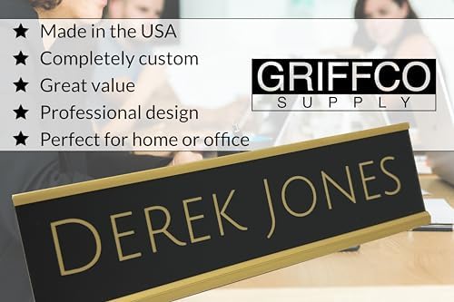 Personalized Desk Name Plates - Custom Office Wall or Desk Name Plates With Aluminum Holder With Two Lines of Laser Engraved Text, 2" x 8" - Image 3
