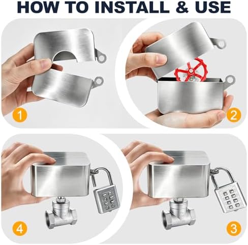Outdoor Faucet Lock, Heavy Duty Metal,for 1" to 2.95" Dia Valve Handles,Water Spigot Lock - Image 4