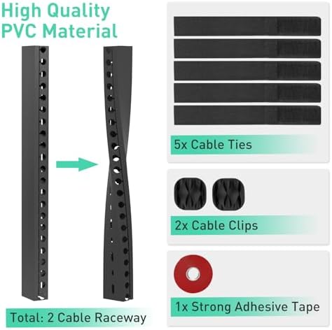 ENONCI Cable Raceway 77in Wire Covers Under Desk Cable Management 5-Pack - Image 2