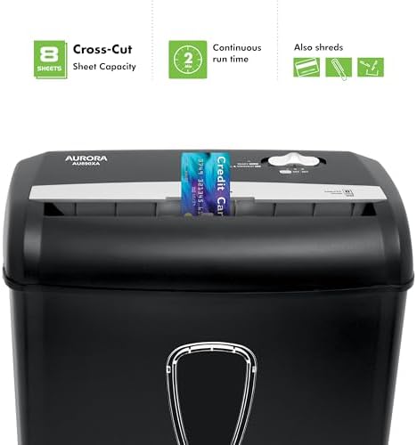 Aurora AU890XA 8-Sheet Crosscut Paper and Credit Card Shredder with Wastebasket - Image 2