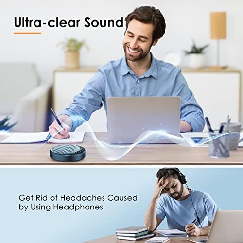 EMEET Bluetooth Speakerphone Luna Lite Conference Speaker, w/Enhanced Noise Reduction Algorithm, Daisy Chain, USB Speakerphone for Home Office, 360° Voice Pickup for 8 People - Image 3